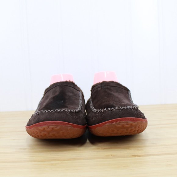 LL BEAN Brown Suede Slide On Open Heel Mountain Slipper Scuffs Size 12 M - Picture 4 of 9